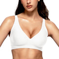 Vertvie Jelly Bra Polka Dots Deep V Seamless Bras Wireless Everyday T-shirt Bra Plunge with Wide Straps Comfort & Sexy