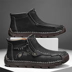 Hand-Stitched Leather Motorcycle Boots