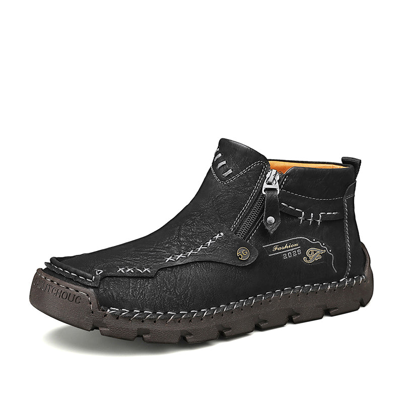 Hand-Stitched Leather Motorcycle Boots