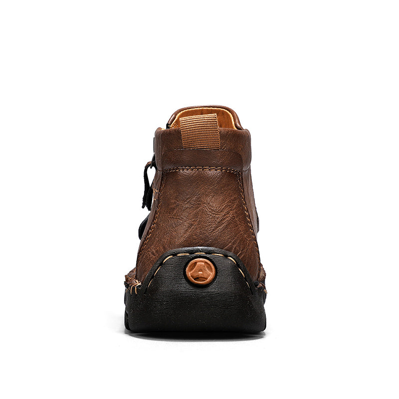 Hand-Stitched Leather Motorcycle Boots