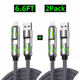 PD Fast Charging, Data Sync, EXAVON USB-A, Type-C, Lightning,  Aluminum, Compatible,6.6FT 4-in-1 USB-C Cable