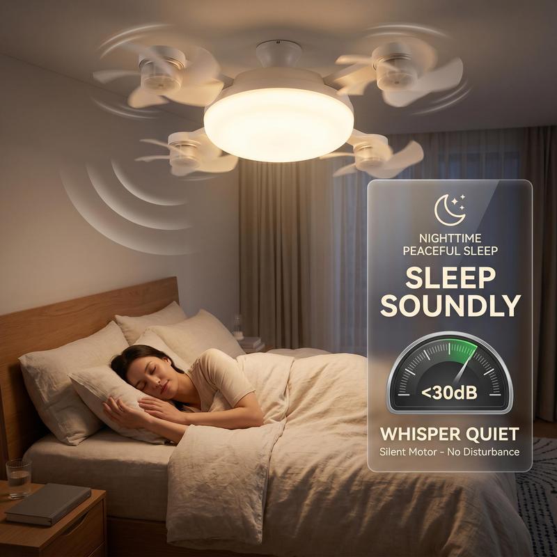 MREGB 2026 New E27 Socket Ceiling Fan Light - 2-in-1 Silent LED Fan with Remote Control, Energy-Saving Cooling & Lighting Combo for Home Bedroom summervibes