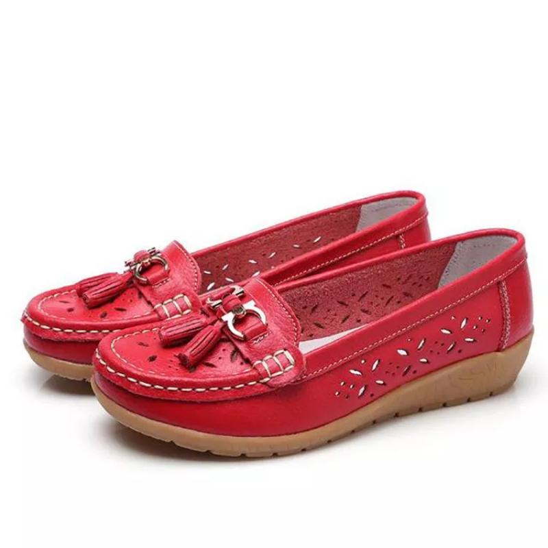 Women's Hollow Soft Leather Breathable Moccasins Sandals