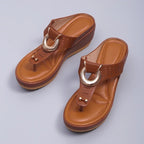 Women Orthopedic Sandals Metal Decoration Height Increasing Flip-flops