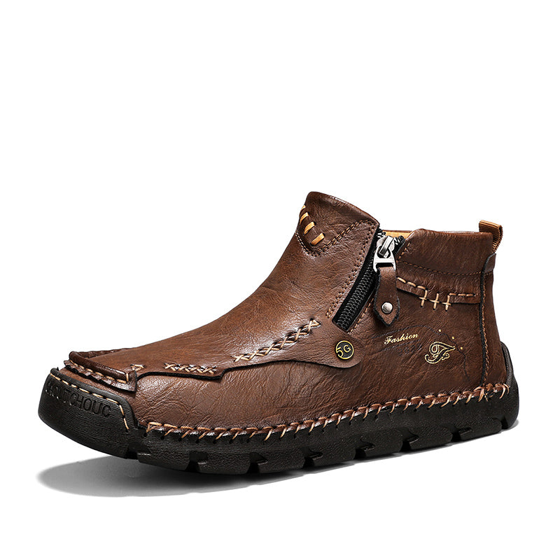 Hand-Stitched Leather Motorcycle Boots