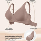 Vertvie Jelly Bra Polka Dots Deep V Seamless Bras Wireless Everyday T-shirt Bra Plunge with Wide Straps Comfort & Sexy