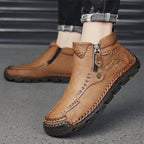 Hand-Stitched Leather Motorcycle Boots