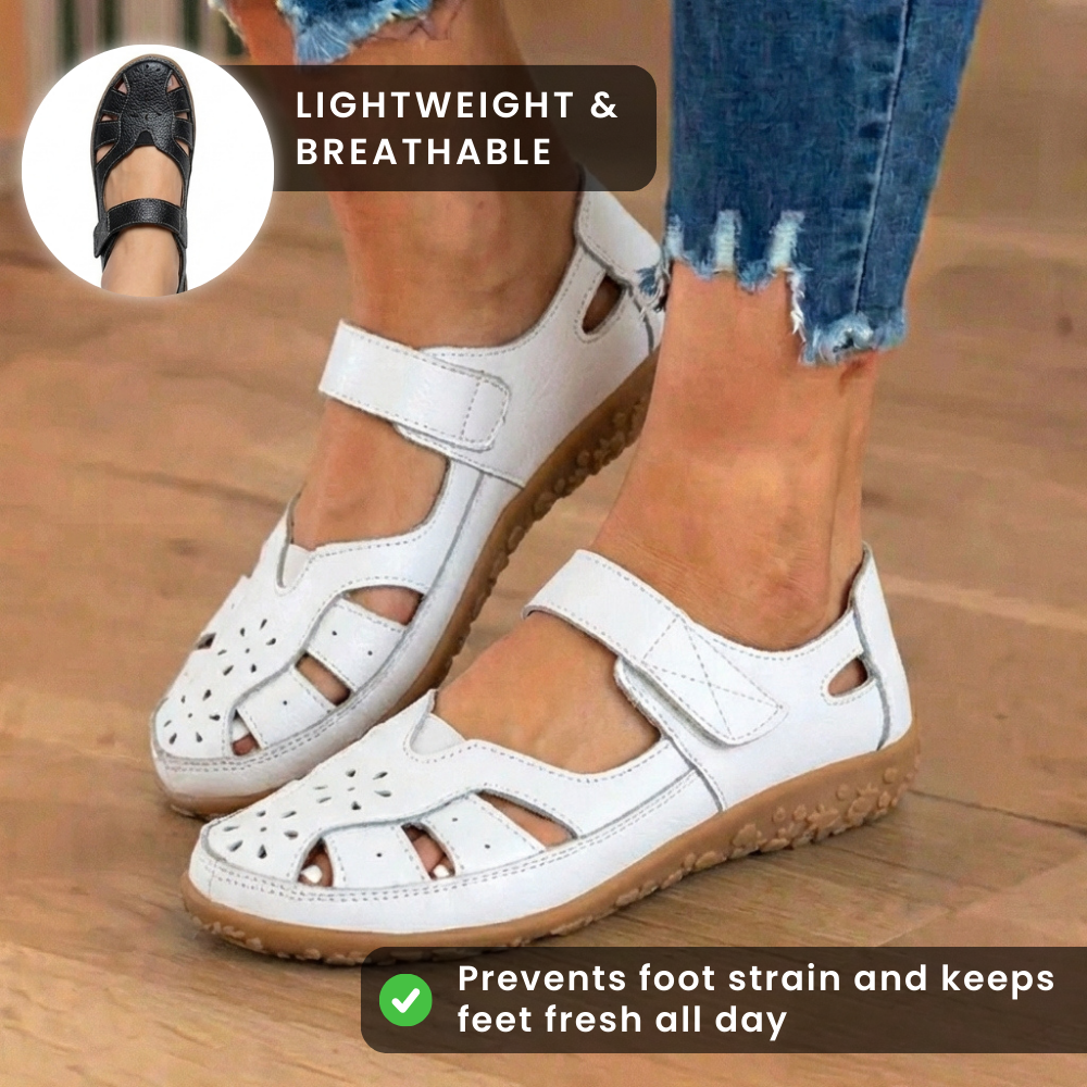 LAST DAY 70% OFF  Orthopedic Leather Mary Jane Sandals - Perforated Design & Grip Sole