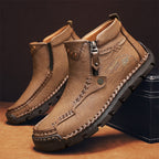 Hand-Stitched Leather Motorcycle Boots