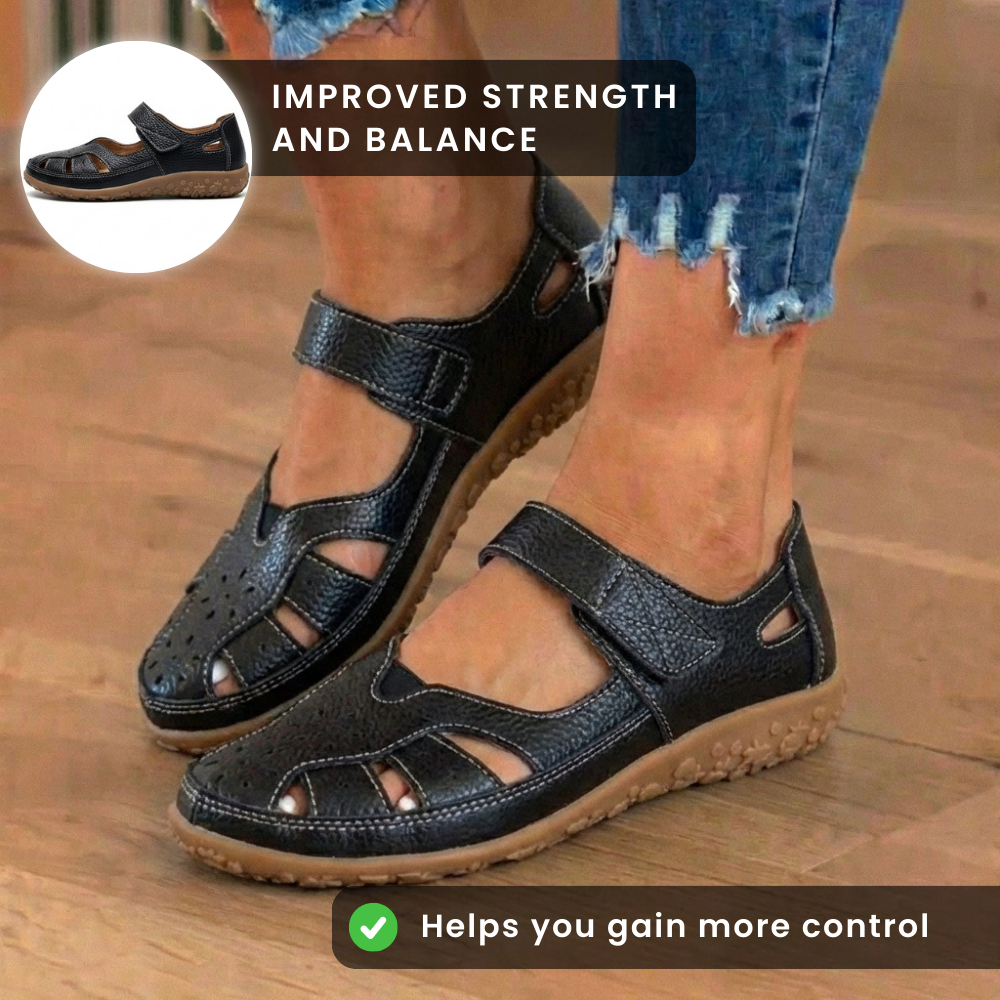 LAST DAY 70% OFF  Orthopedic Leather Mary Jane Sandals - Perforated Design & Grip Sole
