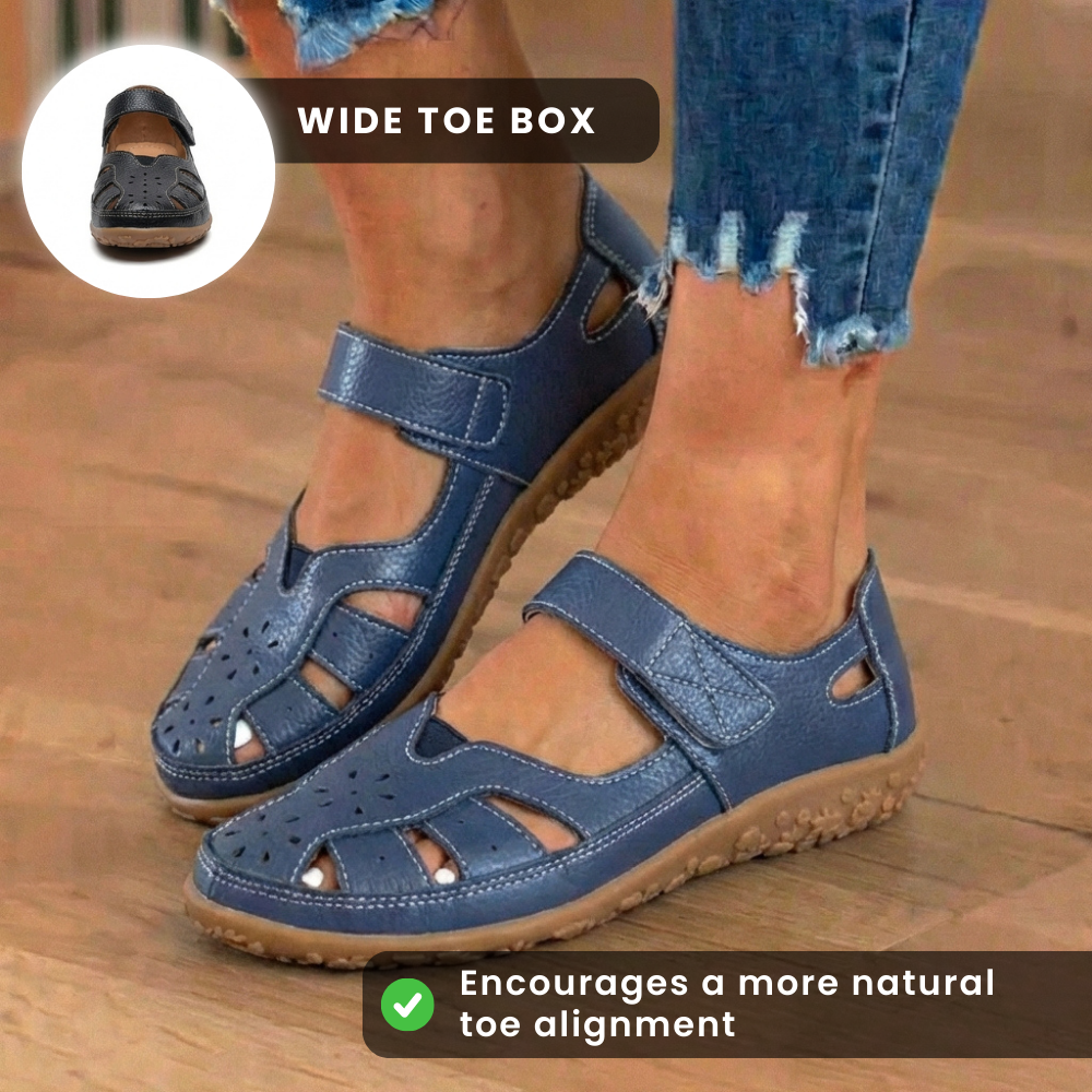 LAST DAY 70% OFF  Orthopedic Leather Mary Jane Sandals - Perforated Design & Grip Sole