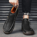 Hand-Stitched Leather Motorcycle Boots