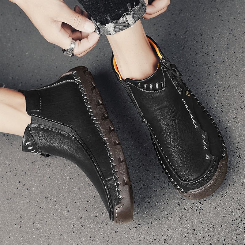 Hand-Stitched Leather Motorcycle Boots