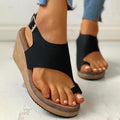 Womens Toe Ring Cutout Slingback Ankle Buckle Wedge Sandals