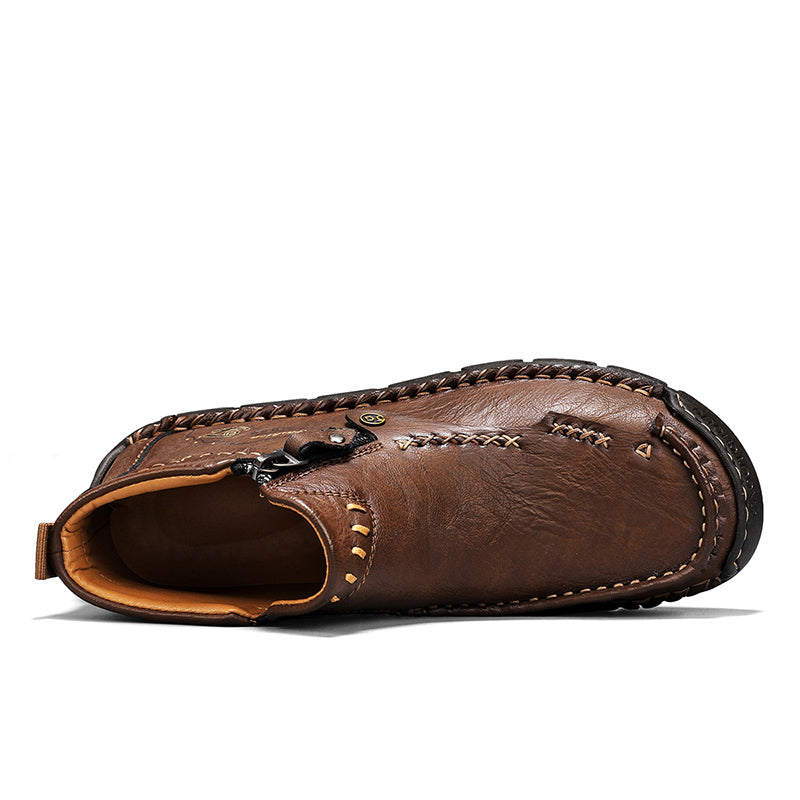 Hand-Stitched Leather Motorcycle Boots