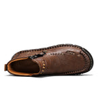 Hand-Stitched Leather Motorcycle Boots