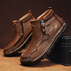 Hand-Stitched Leather Motorcycle Boots