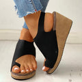 Damen Zehenring Cutout Slingback Keilsandalen mit Knöchelschnalle