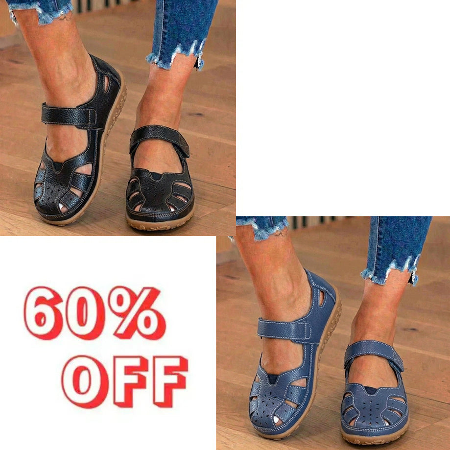 LAST DAY 70% OFF  Orthopedic Leather Mary Jane Sandals - Perforated Design & Grip Sole
