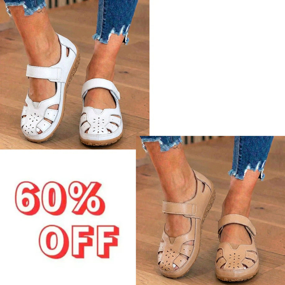 LAST DAY 70% OFF  Orthopedic Leather Mary Jane Sandals - Perforated Design & Grip Sole