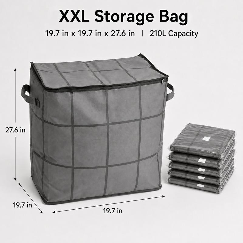 Spacious Moving Storage Bin, Zippered Organizer for Quilts, Bedding & Sweaters, Large Capacity Fabric Bag for Moving Day, Closet & Bedroom Use