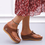 Women Orthopedic Sandals Metal Decoration Height Increasing Flip-flops