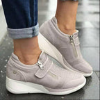 Women Zipper Padded Collar Strap Wedge Orthopedic Corrector Sneaker Shoes