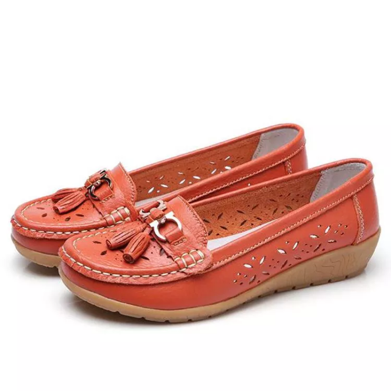 Women's Hollow Soft Leather Breathable Moccasins Sandals