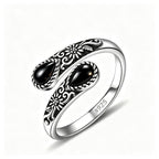 S925 Sterling Silver Moonstone Synthetic Women's Adjustable Thumb Open Ring, Victoria Vintage Style Hypoallergenic Nickel Free, Retro Floral, Lucky, Faith, Mother's Love Ring, Bohemian Style, Daily, Party, Holiday, Valentine's Day, Halloween, Easter Gift