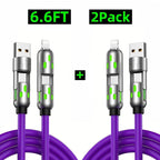 PD Fast Charging, Data Sync, EXAVON USB-A, Type-C, Lightning,  Aluminum, Compatible,6.6FT 4-in-1 USB-C Cable
