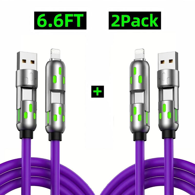 PD Fast Charging, Data Sync, EXAVON USB-A, Type-C, Lightning,  Aluminum, Compatible,6.6FT 4-in-1 USB-C Cable