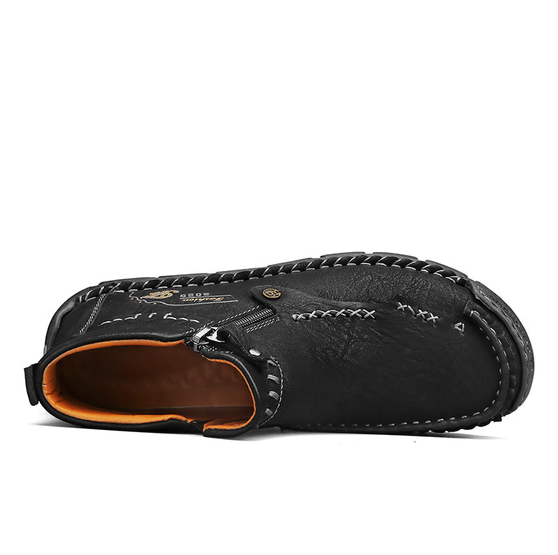 Hand-Stitched Leather Motorcycle Boots