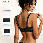 Vertvie Jelly Bra Polka Dots Deep V Seamless Bras Wireless Everyday T-shirt Bra Plunge with Wide Straps Comfort & Sexy