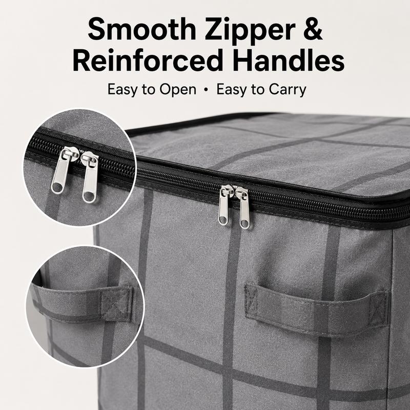Spacious Moving Storage Bin, Zippered Organizer for Quilts, Bedding & Sweaters, Large Capacity Fabric Bag for Moving Day, Closet & Bedroom Use