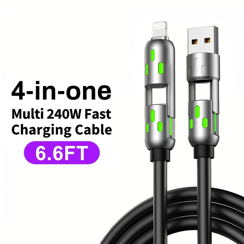 PD Fast Charging, Data Sync, EXAVON USB-A, Type-C, Lightning,  Aluminum, Compatible,6.6FT 4-in-1 USB-C Cable