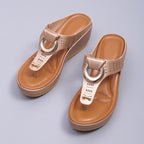 Women Orthopedic Sandals Metal Decoration Height Increasing Flip-flops