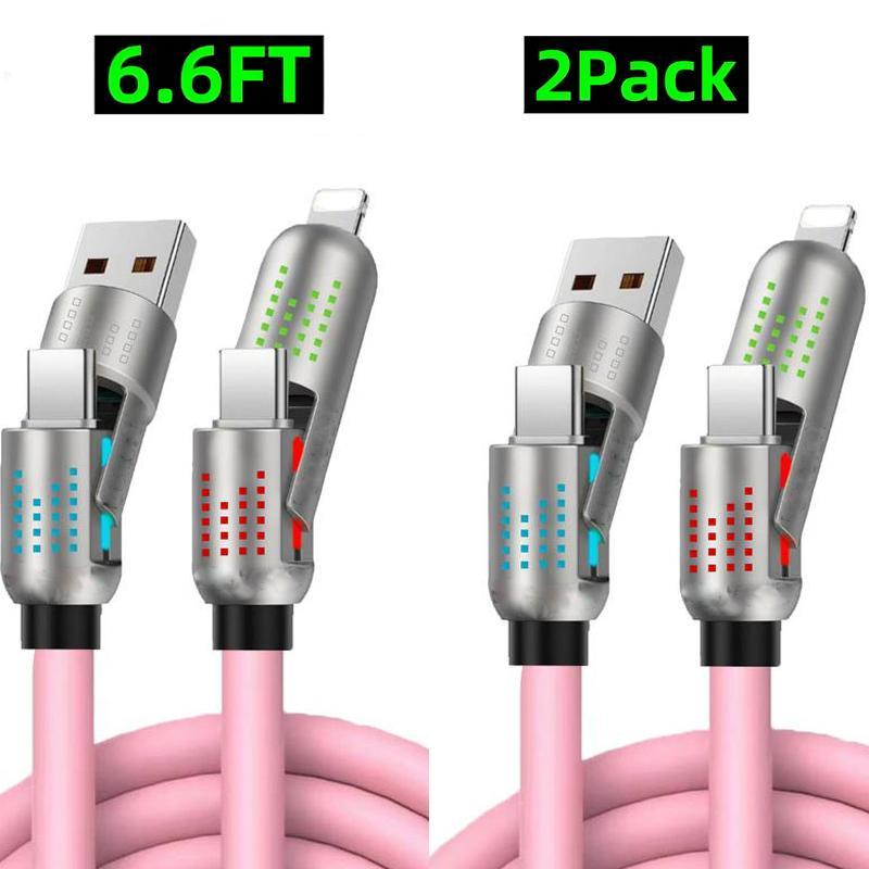 PD Fast Charging, Data Sync, EXAVON USB-A, Type-C, Lightning,  Aluminum, Compatible,6.6FT 4-in-1 USB-C Cable