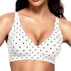 Vertvie Jelly Bra Polka Dots Deep V Seamless Bras Wireless Everyday T-shirt Bra Plunge with Wide Straps Comfort & Sexy