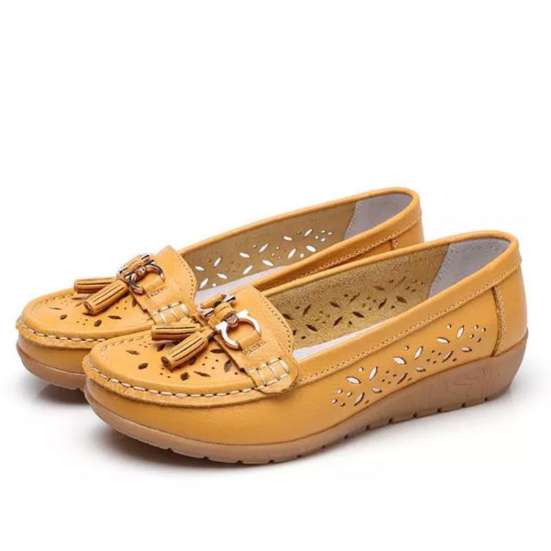 Women's Hollow Soft Leather Breathable Moccasins Sandals