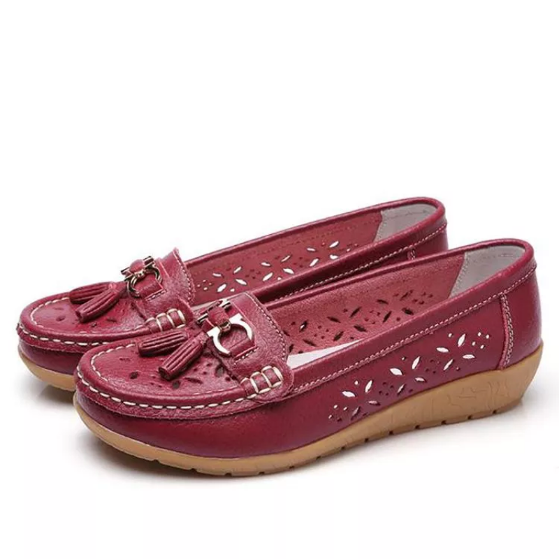 Women's Hollow Soft Leather Breathable Moccasins Sandals