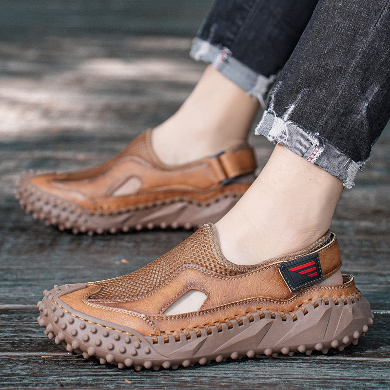 â�°Last Day! 60% OFF ğŸ”¥EnjerrÂ®Menâ€˜s Genuine Leather Mesh Breathable Outdoor Sandals