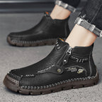 Hand-Stitched Leather Motorcycle Boots