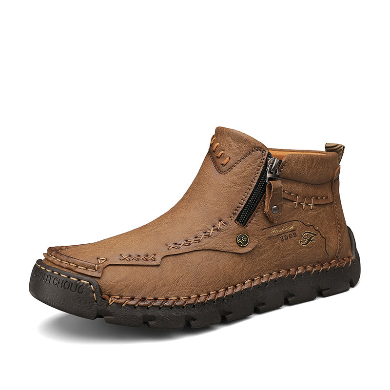 Hand-Stitched Leather Motorcycle Boots