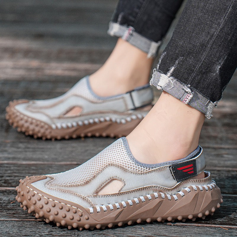 â�°Last Day! 60% OFF ğŸ”¥EnjerrÂ®Menâ€˜s Genuine Leather Mesh Breathable Outdoor Sandals