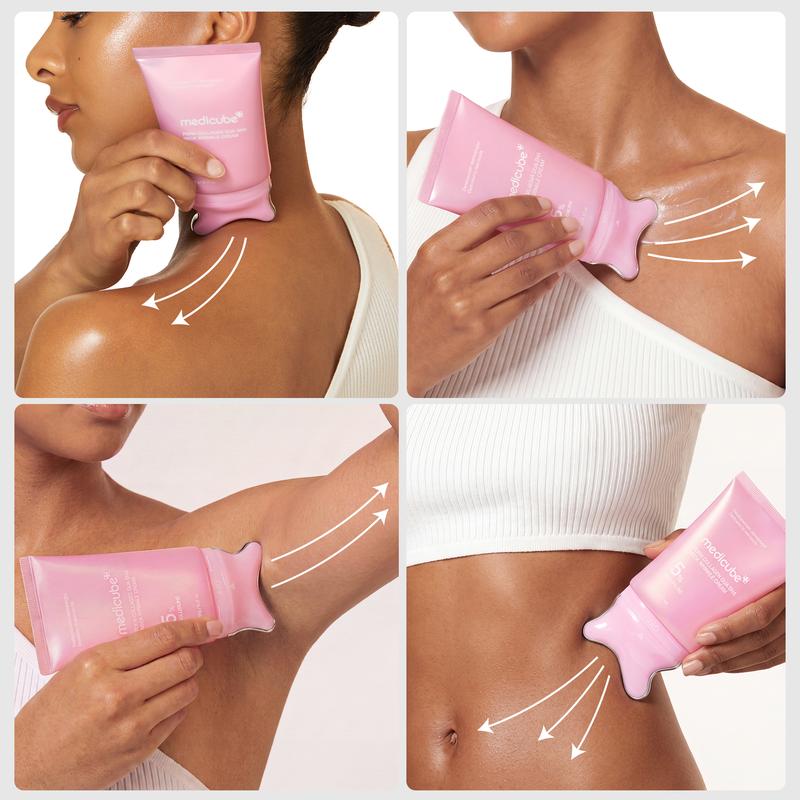 Collagen Gua Sha Neck Wrinkle Cream | Built-In Gua Sha Massager with Volufiline 5% + PDRN | Firming, Contour Care for the Look of Fine Lines, Jawline, Neck, Décolleté,Underarms, Chest, Legs, Shoulder | Massage Cream
