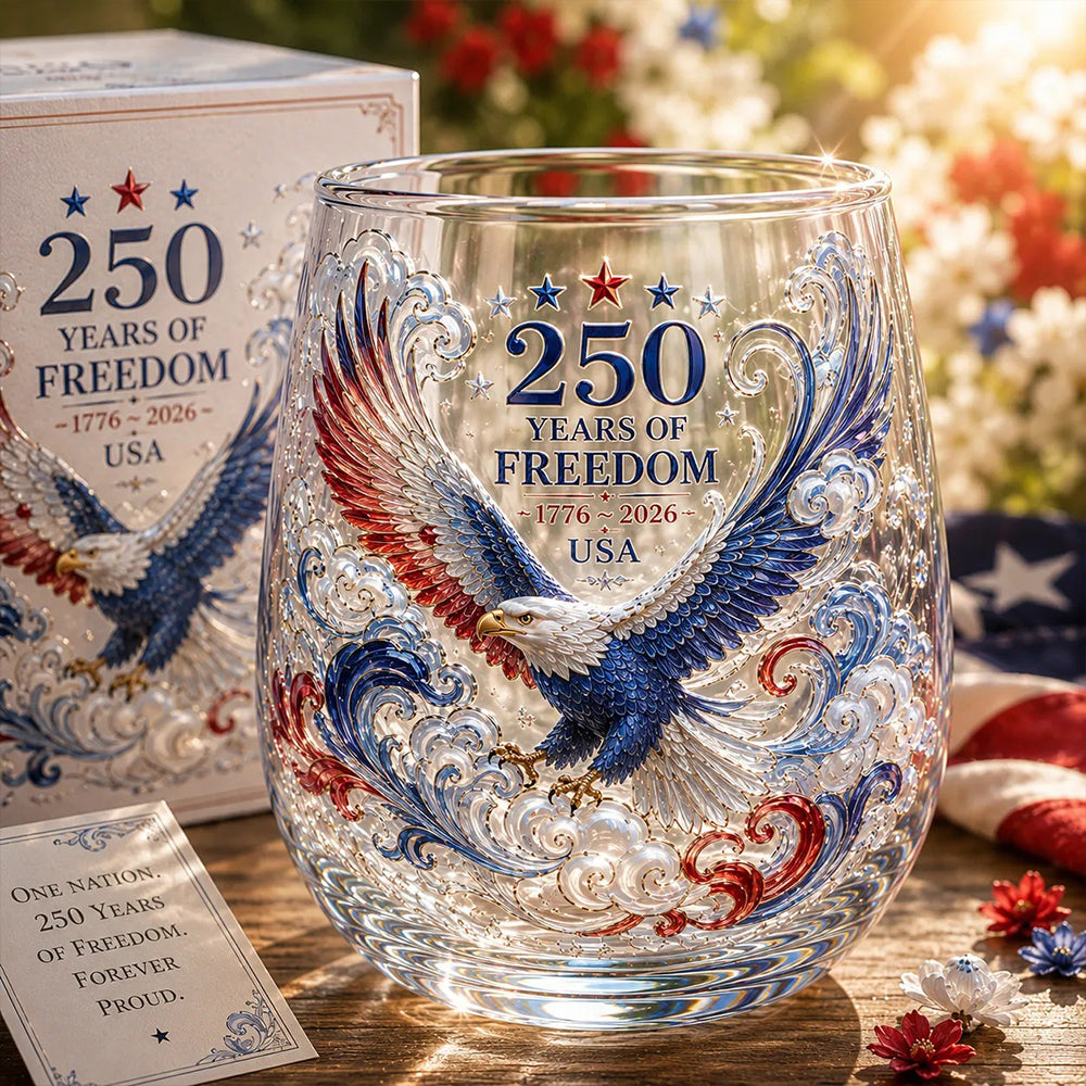 ✨ 2026 Limited Edition:  250th Anniversary - Commemorative Glass Cup 🦅🍷