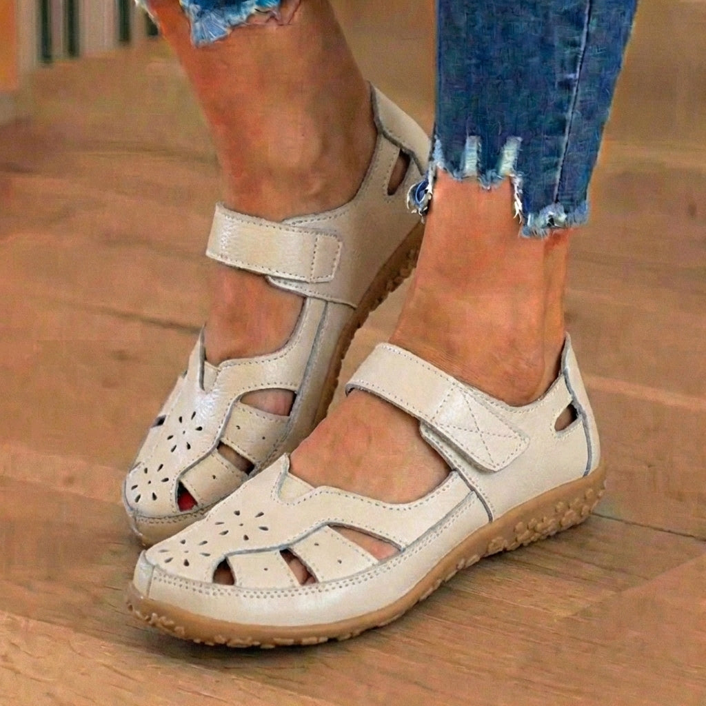 LAST DAY 70% OFF  Orthopedic Leather Mary Jane Sandals - Perforated Design & Grip Sole
