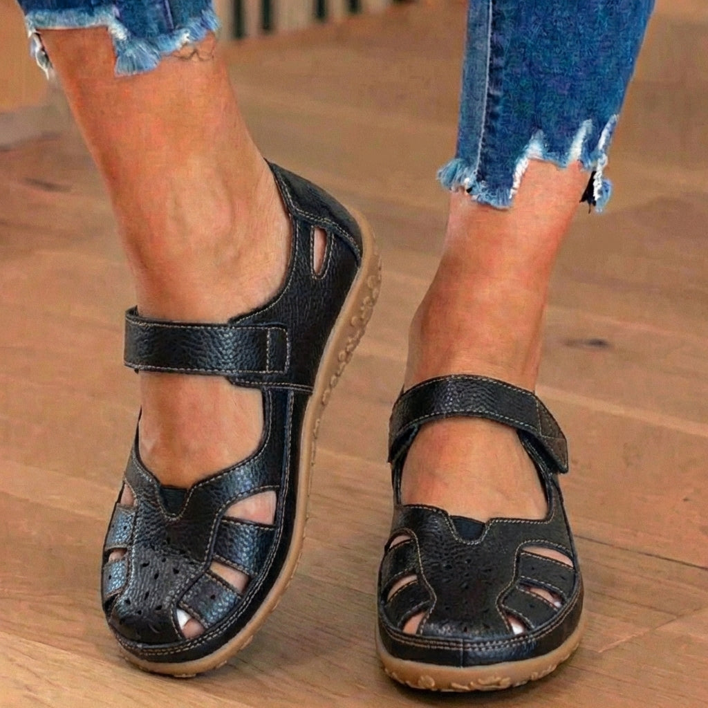 LAST DAY 70% OFF  Orthopedic Leather Mary Jane Sandals - Perforated Design & Grip Sole