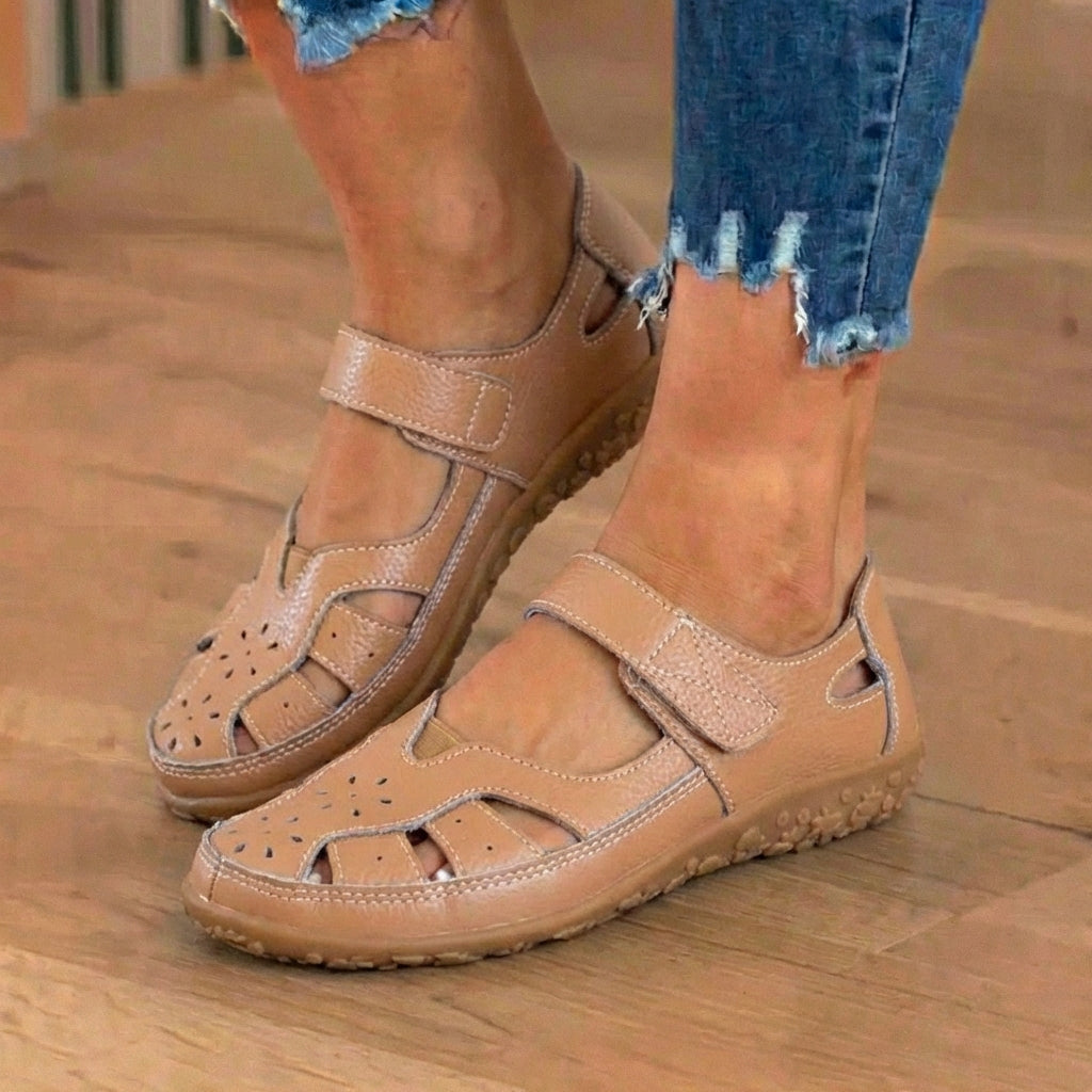 LAST DAY 70% OFF  Orthopedic Leather Mary Jane Sandals - Perforated Design & Grip Sole