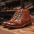 souatsole Leather High Comfortable Retro Leather Boots